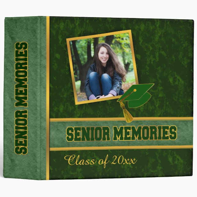 Classeur Classe photo traditionnelle verte Principaux souve (Devant/Côté)