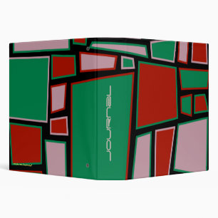 Classeur Classeur, Carrés Abstraits, Rose, Rouge, Vert, Noi