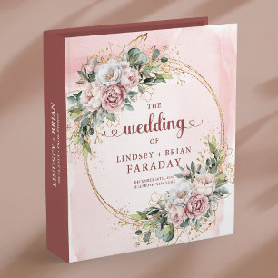 Classeur Classeuse de mariage Fleurs Or Rose Luxe