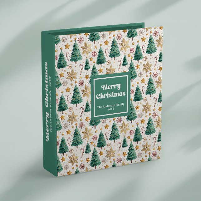 Classeur Classic Christmas trees red green gold photo album (Classic Christmas trees red green gold photo album 3 ring binder)
