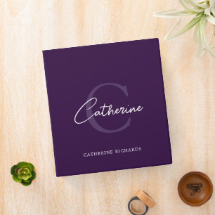 Classeur Classique Minimaliste Midnight Purple Monogramme