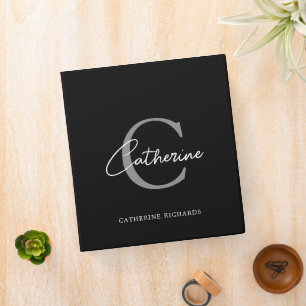 Classeur Classique Minimaliste Monogramme Noir