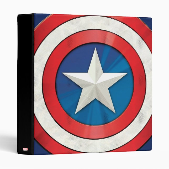Classeur Classiques Avengers | Bouclier brossé de Captain A (Devant/Côté)
