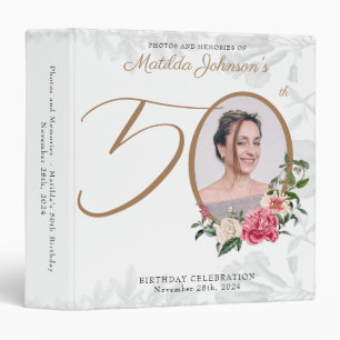 Classeur Classy 50th Birthday Floral White Gold Album photo
