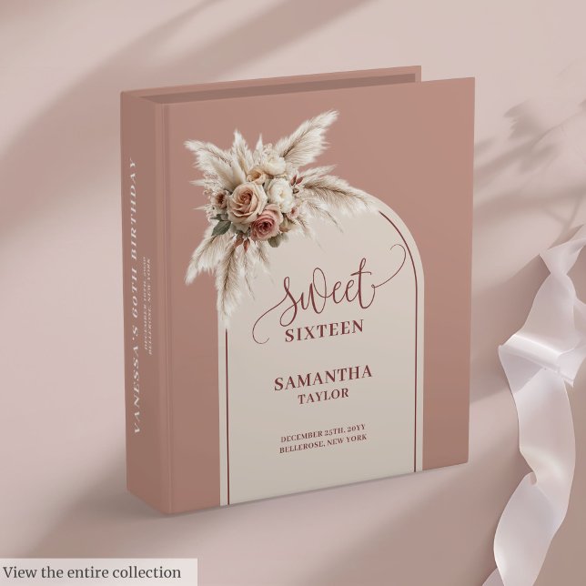 Classeur Classy Boho Dusty Rose Pampas Floral Sweet 16 (Classy Boho Dusty Rose Pampas Floral Sweet 16)