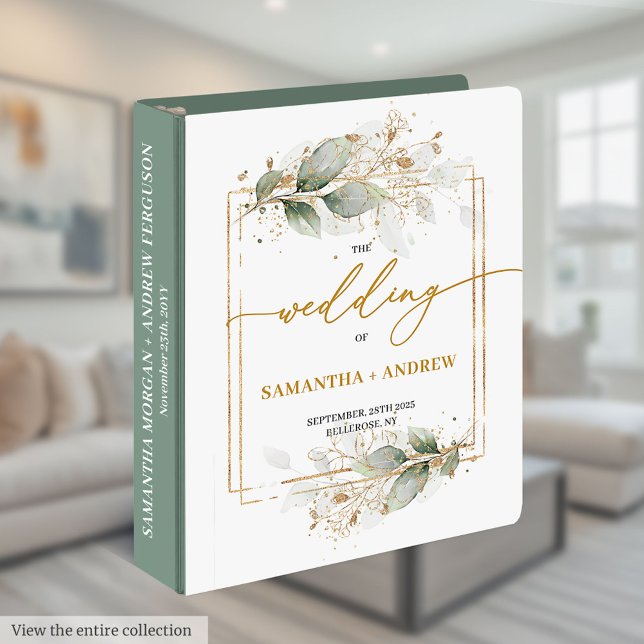 Classeur Clé Boho Eucalyptus Mariage Mémoire (Classic Eucalyptus Wedding Memory Keepsake)
