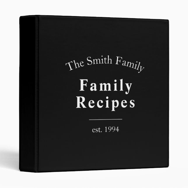 Classeur Clean & Minimal Custom Family Recipes Cookbook (Devant/Côté)