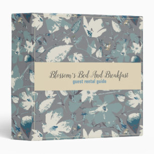 Classeur Clematis Blue Grey Aquarelle Floral Guest Guide