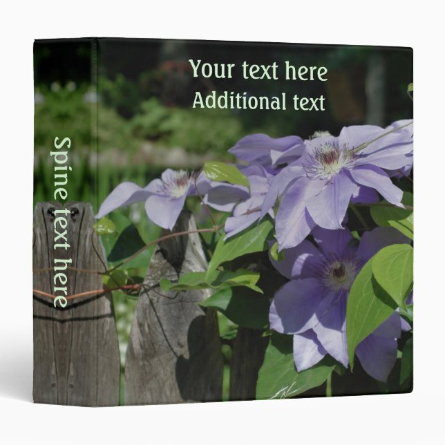 Classeur Clématite Violette Sur Une Clôture Au Soleil Perso (Devant/Côté)