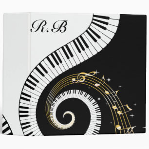 Classeur Clés de piano de monogramme et notes musicales