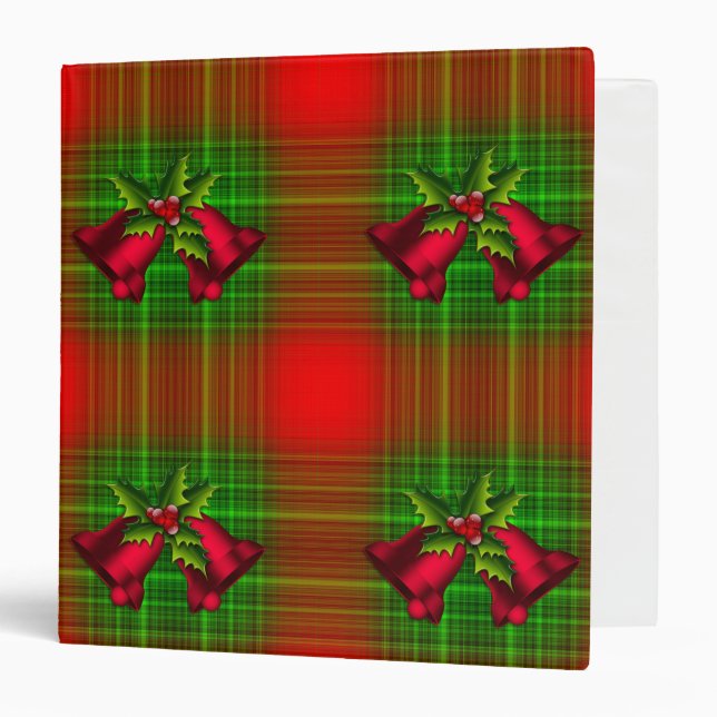 Classeur Cloches de Noël sur Tartan (Devant/Intérieur)