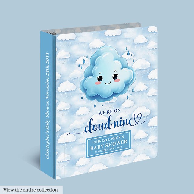 Classeur Cloud Neuf Baby shower Photo Album Personnalisé (Cloud Nine Baby Shower Photo Album Personalized 3 ring binder )
