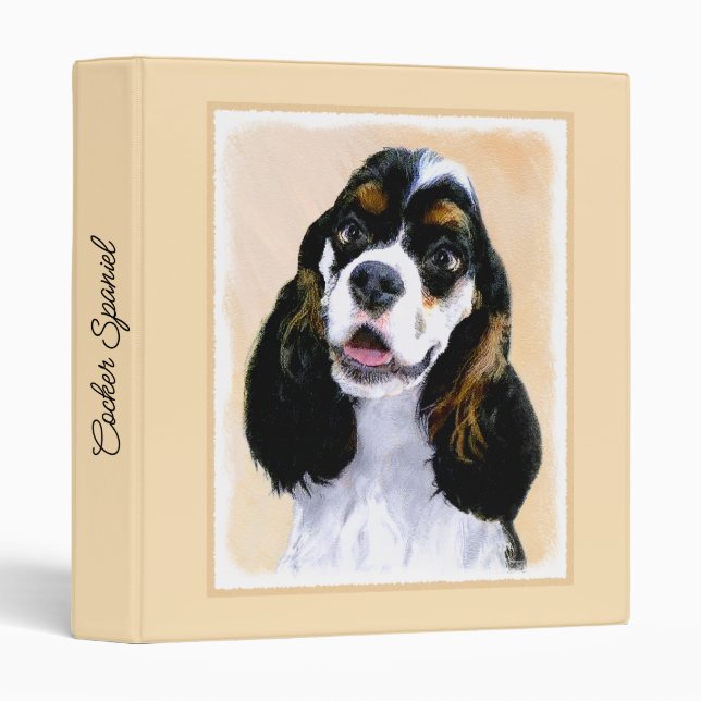 Classeur Cocker Spaniel (Parti) Peinture - Art Chien origin (Devant/Côté)