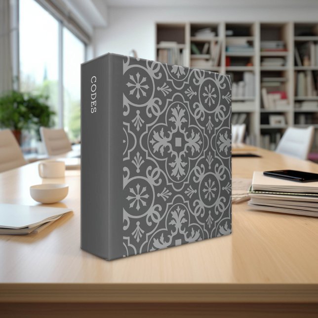 Classeur Code Passcodes Motif gris fusain et gris moyen (Custom Password Binder)