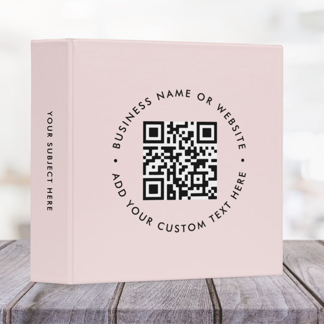 Classeur Code QR | Rose Pâle Féminin Promotion d'entreprise (Interactive editable QR code Avery 3-ring binder to promote your business, products or services.)