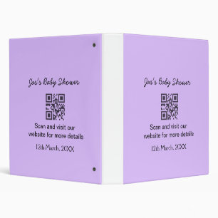 Classeur Code QR simple pour baby shower violet ajoutez le