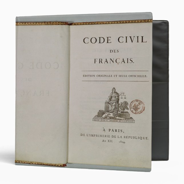 Classeur Codez civil, ouvert au titlepage, 1804 (Devant/Intérieur)