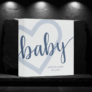 Classeur Coeur bébé Dusty Blue Script Photo Scrapbook