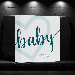 Classeur Coeur bébé   Turquoise Midnight Green Flourd Custo