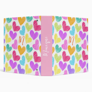 Classeur Coeur coloré mignon Pastel Valentine Love Monogram