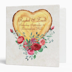 Classeur Cœur de bois et roses Amour de campagne