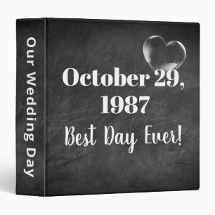 Classeur Coeur de bulle mariage en cuir gris