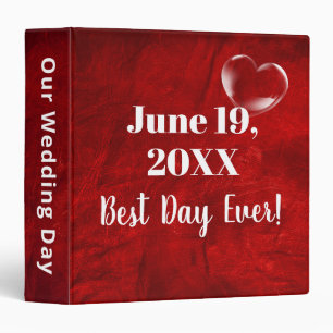 Classeur Coeur de bulle mariage en cuir rouge