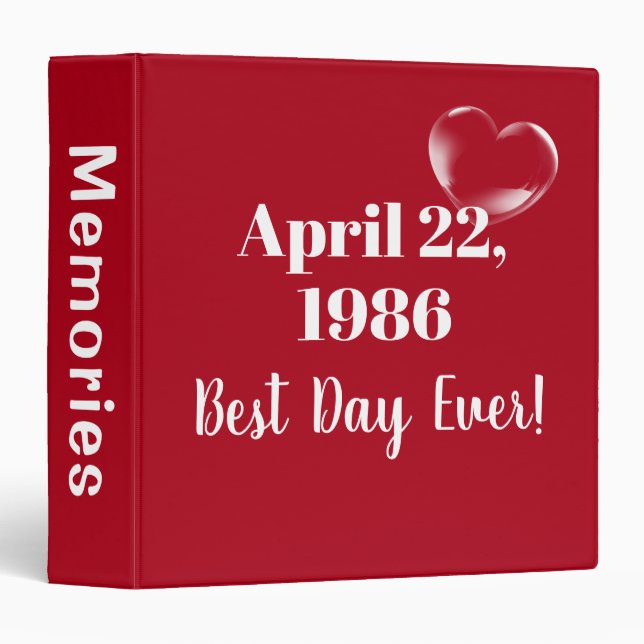 Classeur Coeur de bulle mariage sur rouge (Devant/Côté)