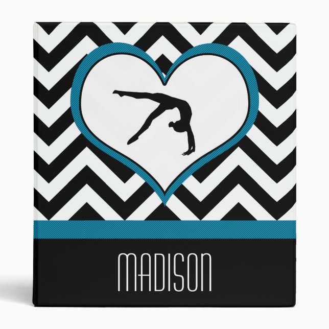 Classeur Coeur de Chevron de gymnastique avec le monogramme (Devant)