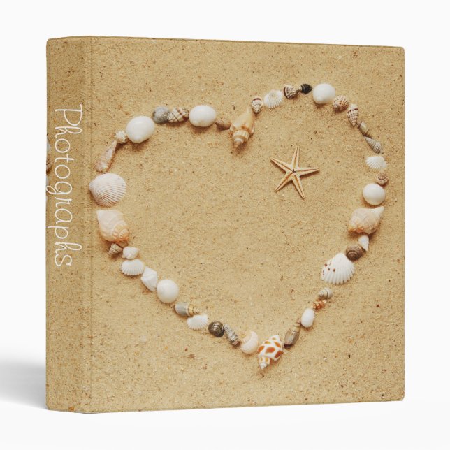 Classeur Coeur de coquillage avec des étoiles de mer 1" (Devant/Côté)