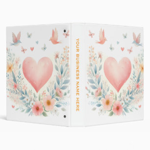 Classeur Cœur de l'aquarelle douce Fleurs d'amour Oiseaux