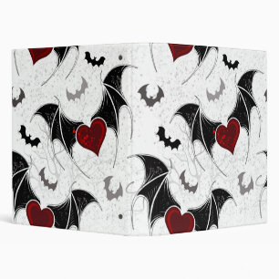 Classeur Coeur d'Halloween avec ailes de chauve-souris noir