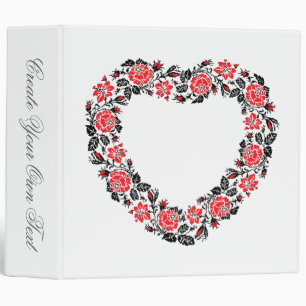 Classeur Coeur d'origine des fleurs de roses rouges de poin