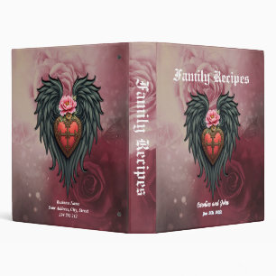 Classeur Coeur gothique avec fleur et ailes
