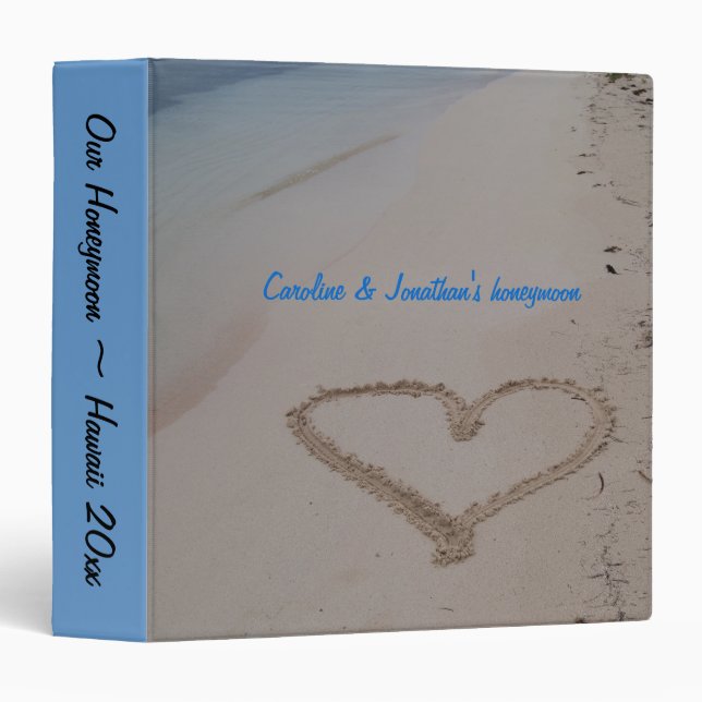 Classeur Coeur hawaïen de mariage dans l'album photos de (Devant/Côté)