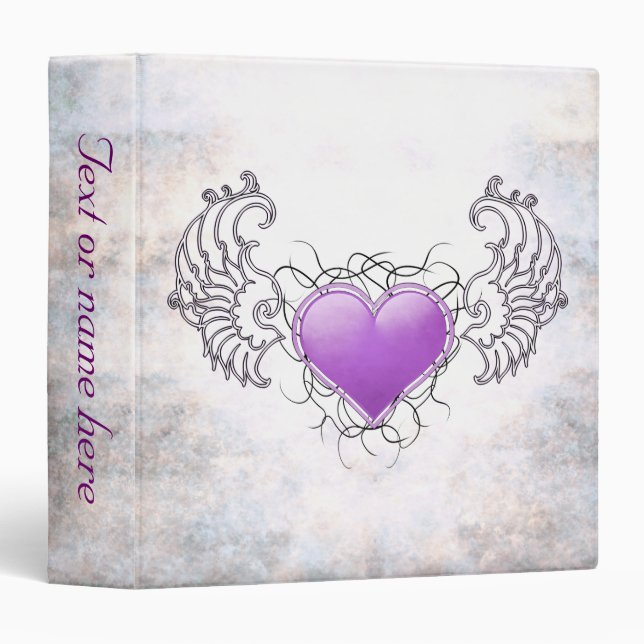Classeur Coeur pourpre en cristal angélique 1" 5 (Devant/Côté)