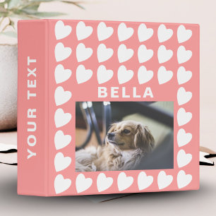 Classeur Coeur rose et blanc Motif animal de compagnie chie