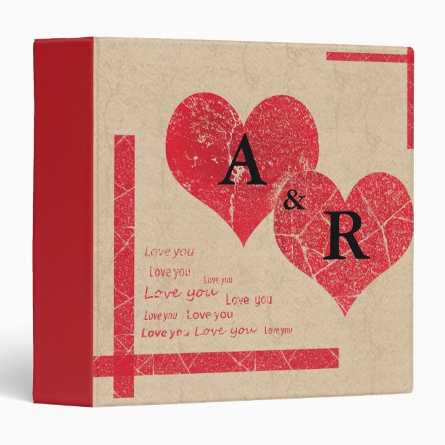 Classeur coeur rouge amour Saint Valentin (Devant/Côté)