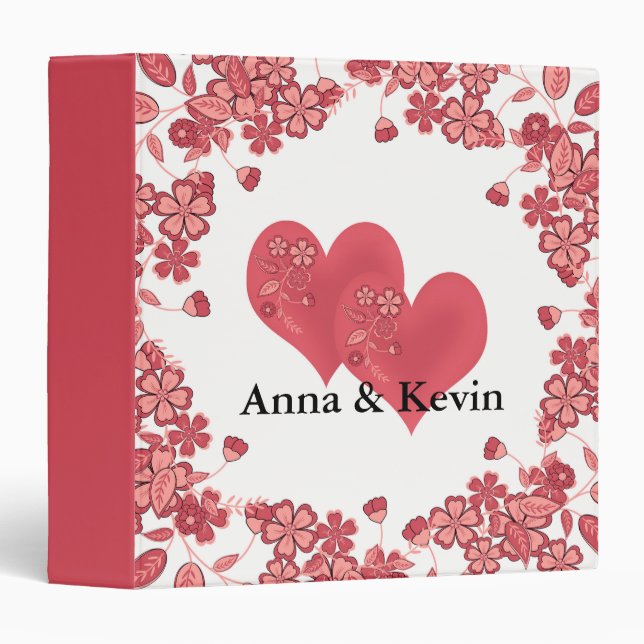 Classeur coeur rouge amour Saint Valentin (Devant/Côté)