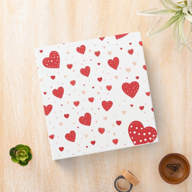 Classeur Coeur rouge avec points blancs Design 2025 (In Situ)