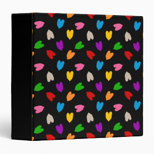Classeur Cœurs Amour Colorés Motif Design Noir