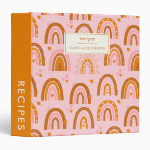 Classeur Coeurs arc-en-ciel rose mignon Nom personnalisé Re