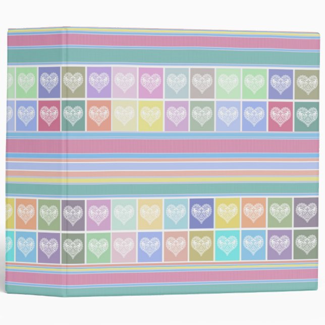 Classeur Coeurs d'amour Valentines Jour design couleurs pas (Devant/Côté)