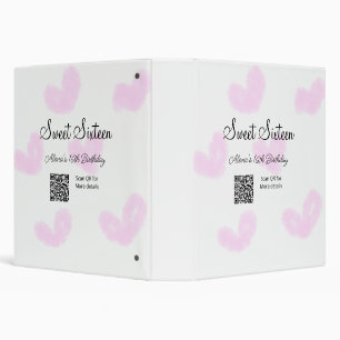 Classeur Coeurs d'aquarelle rose QR Sweet sixteen anniversa