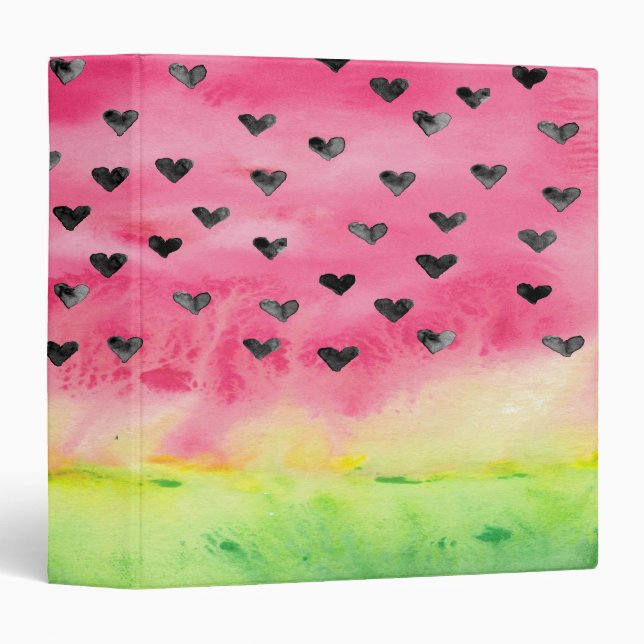 Classeur Coeurs de pastèque d'amour d'aquarelle (Devant/Côté)