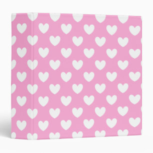 Classeur Coeurs de polka blanc sur Cotton Candy rose
