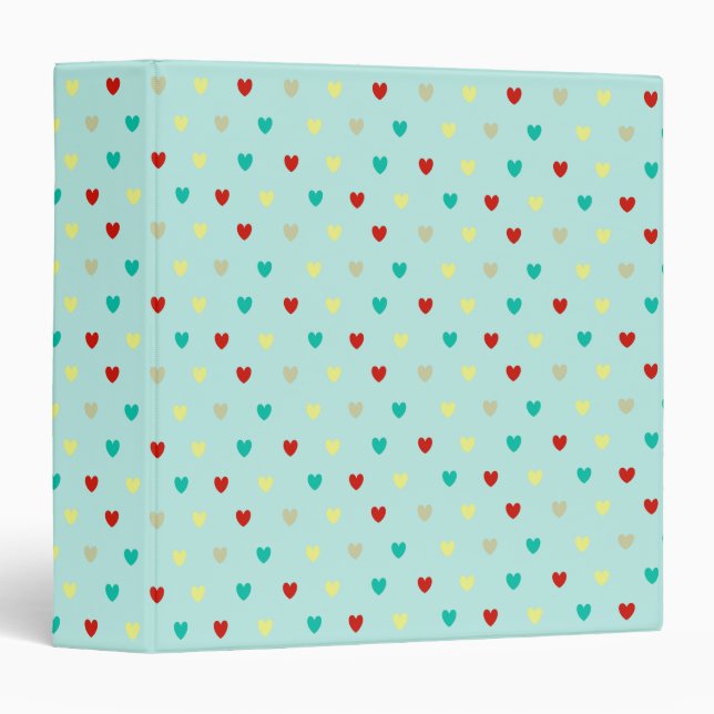 Classeur Coeurs de polka minuscules sur le vert de la mer (Devant/Côté)