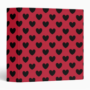 Classeur Coeurs de polka noir sur rouge