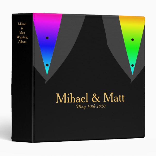 Classeur Coeurs embrasés avec l'album gai de mariage de (Devant/Côté)