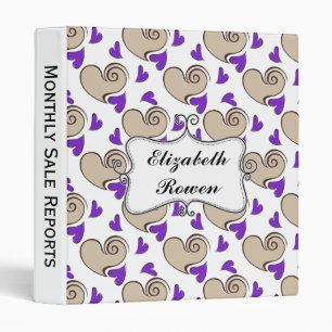 Classeur coeurs mignons pourpres girly, personnalisée